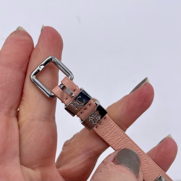 Rustic Cuff Pink Leather Silver Studded Adjustable Bracelet - Picture 4 of 6